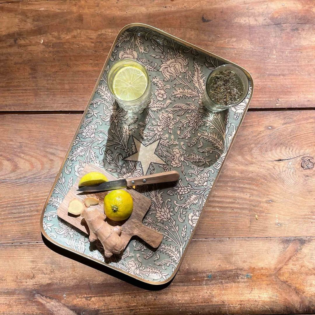 PLATEAU - FLOWER - Vert de gris